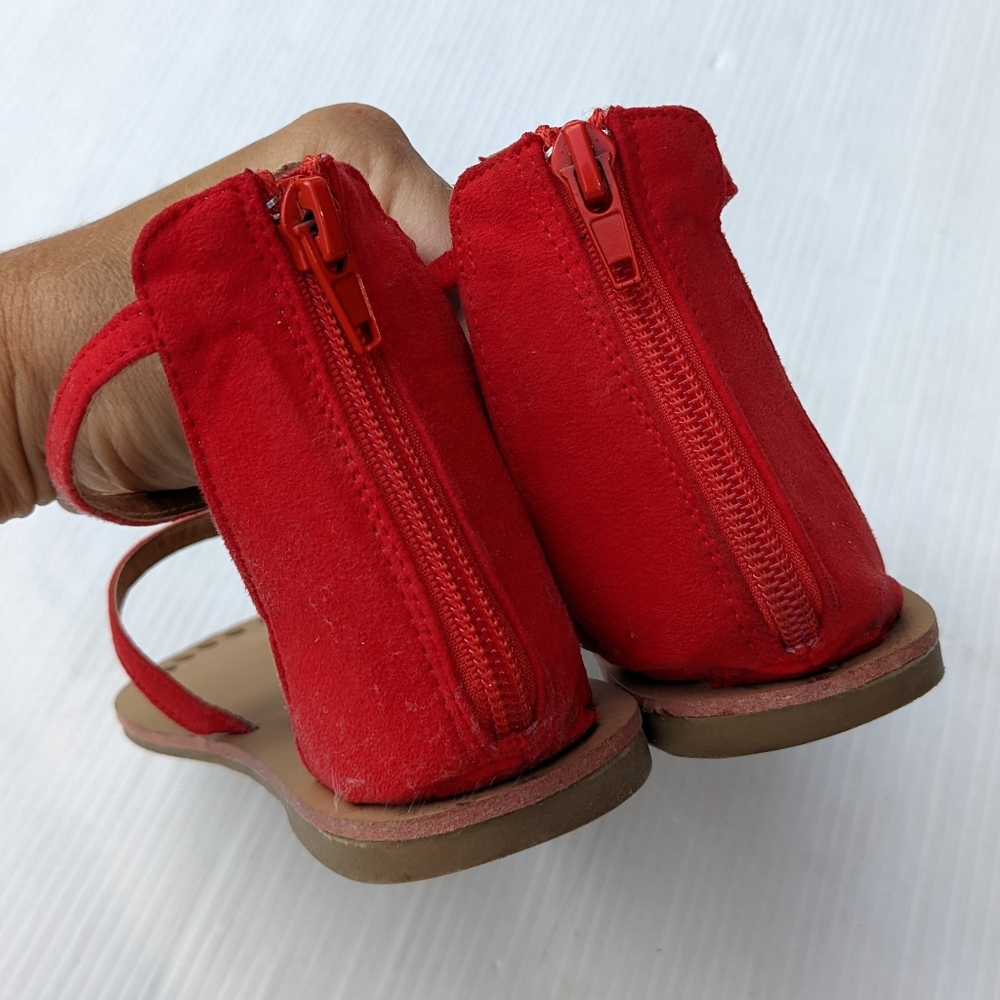 Lulus Red Toe Strap Ankle Strap Flat Sandals - image 2